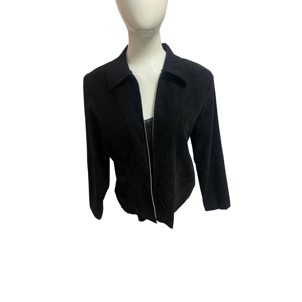 Faux suede zip up collar jacket